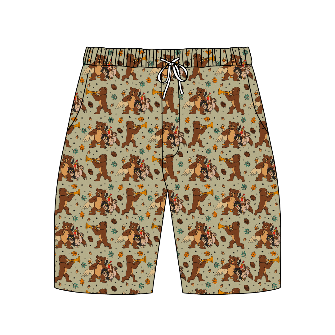 Woodland Melody Chill Extended Length Adult Pajama Bamboo Shorts - Pre Order