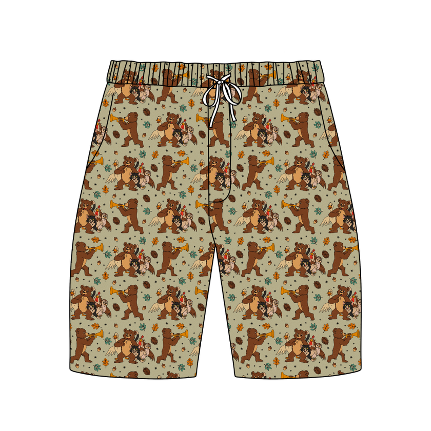 Woodland Melody Chill Extended Length Adult Pajama Bamboo Shorts - Pre Order