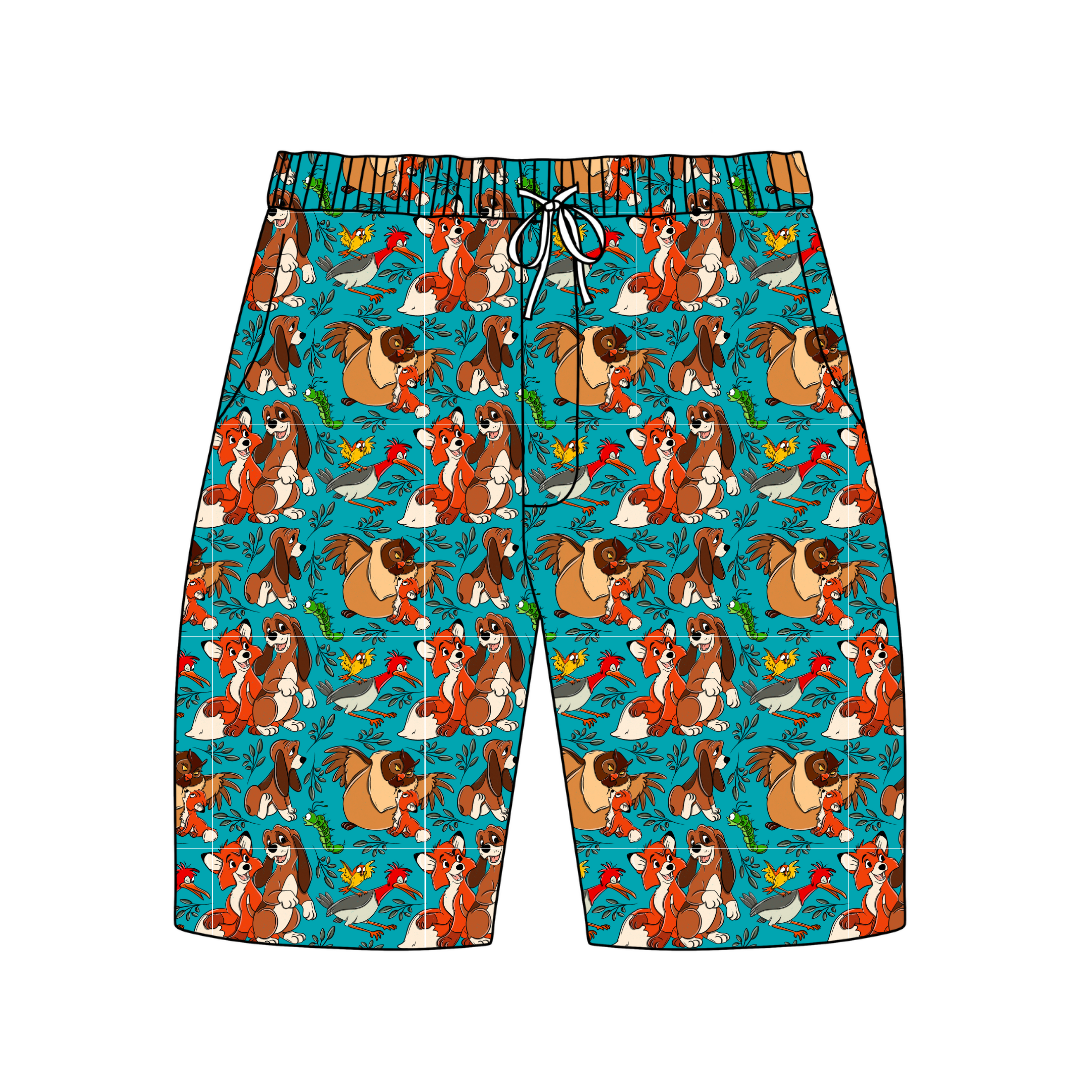 Friends Forever Chill Extended Length Adult Pajama Bamboo Shorts - Pre Order