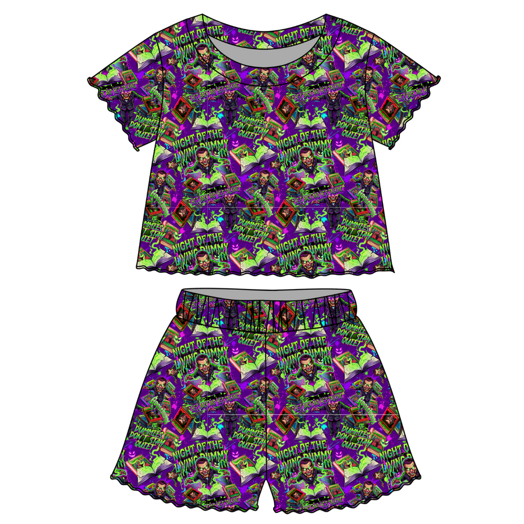Scary Stories - Orchid Ruffle Short Sleeve Short Set Bamboo - PRE ORDER