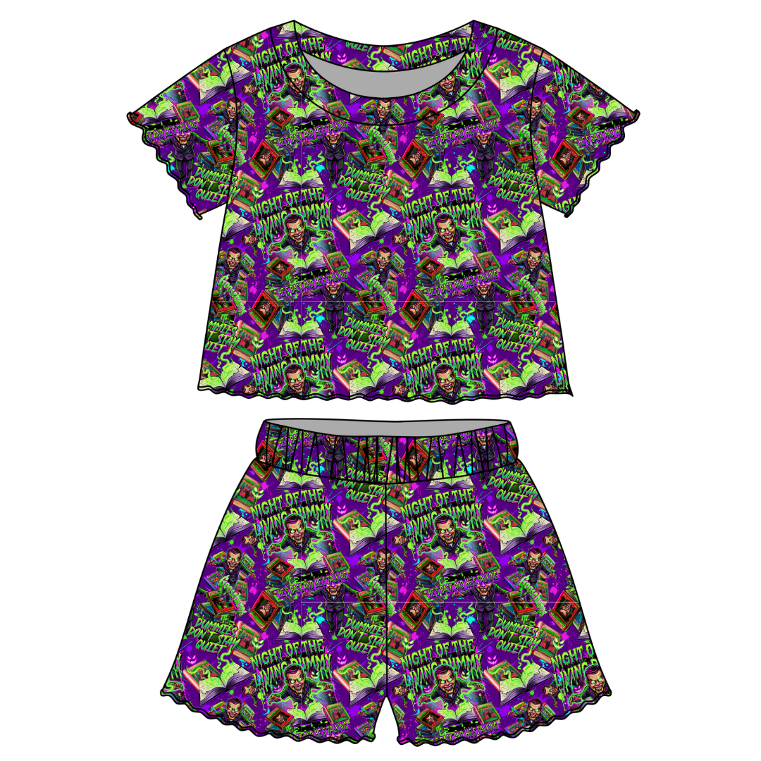 Scary Stories - Orchid Ruffle Short Sleeve Short Set Bamboo - PRE ORDER