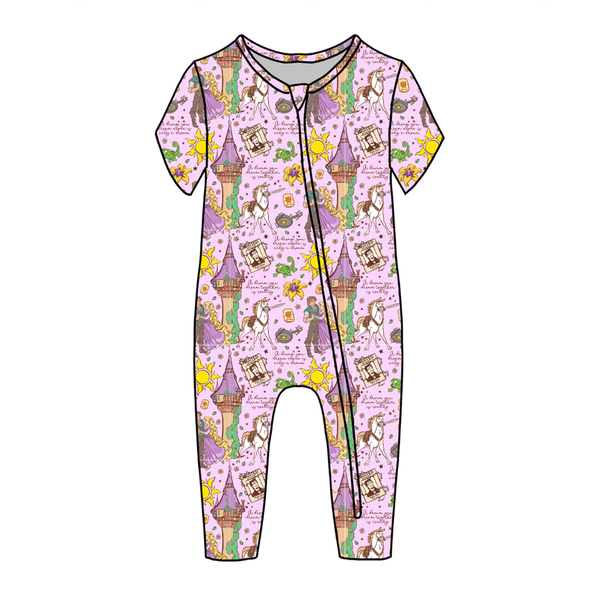 Floating Lights Dandelion Short Sleeve Sleeper Bamboo - PRE ORDER