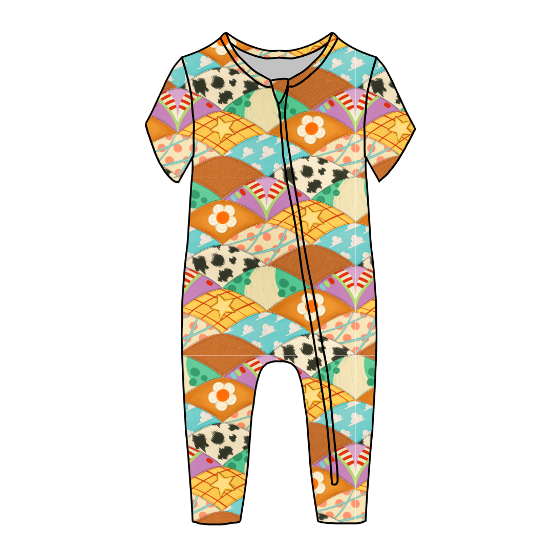stitched in dreams Dandelion Short Sleeve Sleeper Bamboo - PRE ORDER