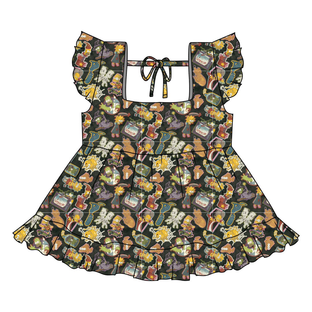 Treehouse Terror - Sadie Tie Back Ruffle Top - PRE ORDER