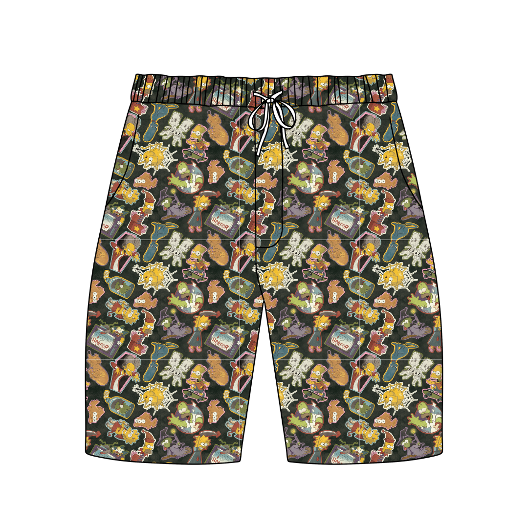 Treehouse Terror Chill Extended Length Adult Pajama Bamboo Shorts - Pre Order