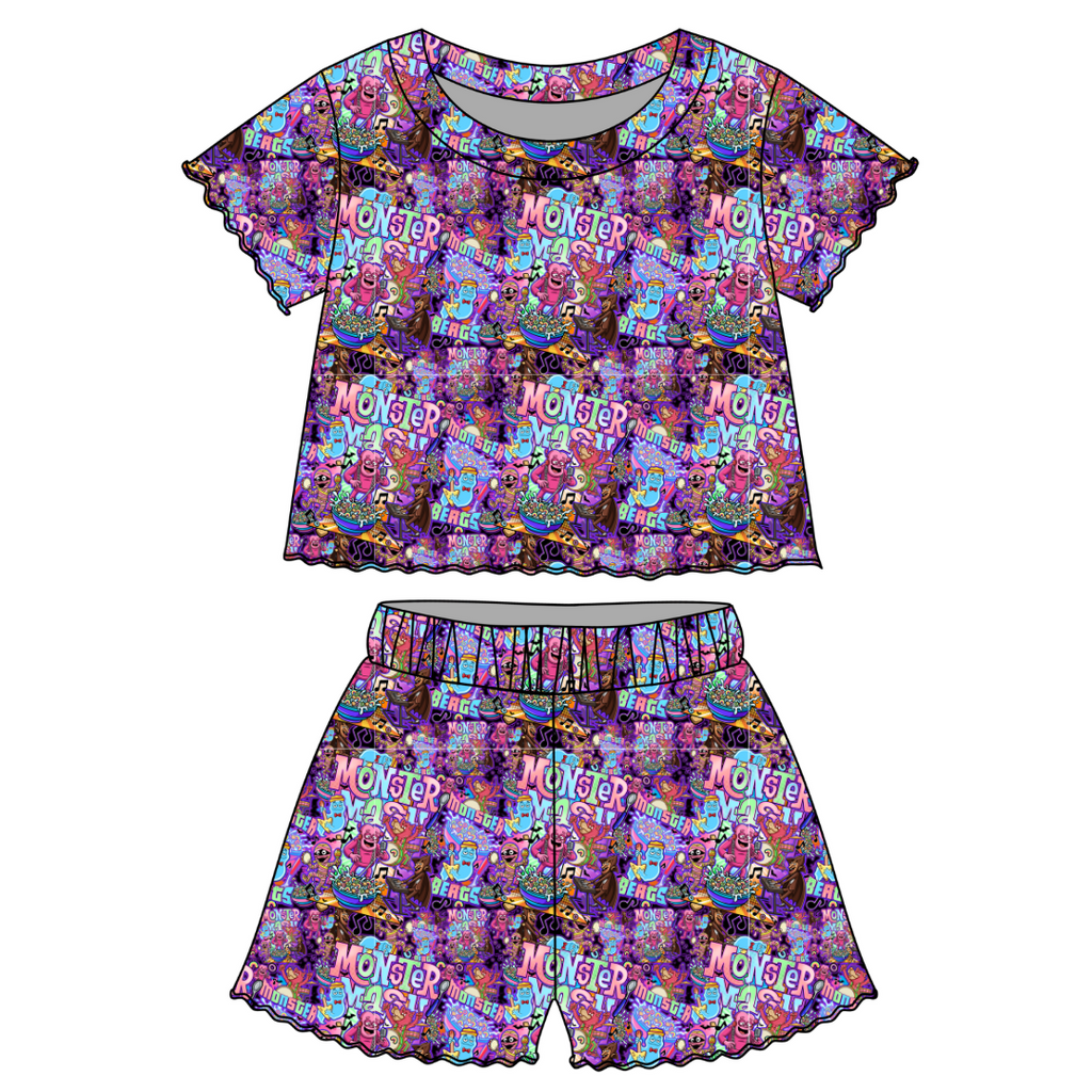Cereal Killr - Orchid Ruffle Short Sleeve Short Set Bamboo - PRE ORDER