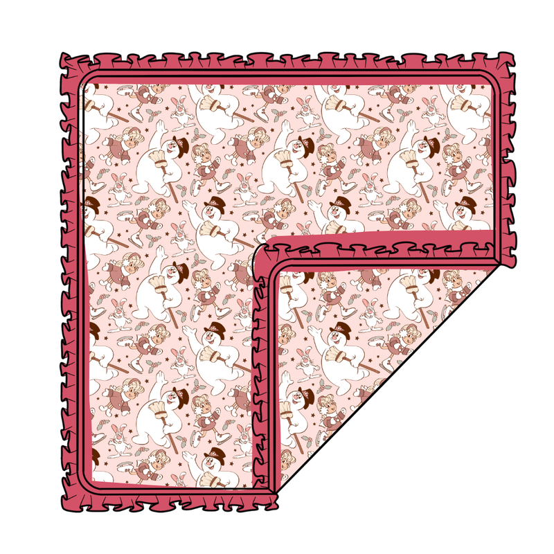 Jolly Snowman - Pink Enchanted Blanket - Knit - Pre Order - Christmas Special (50x50 Inches)