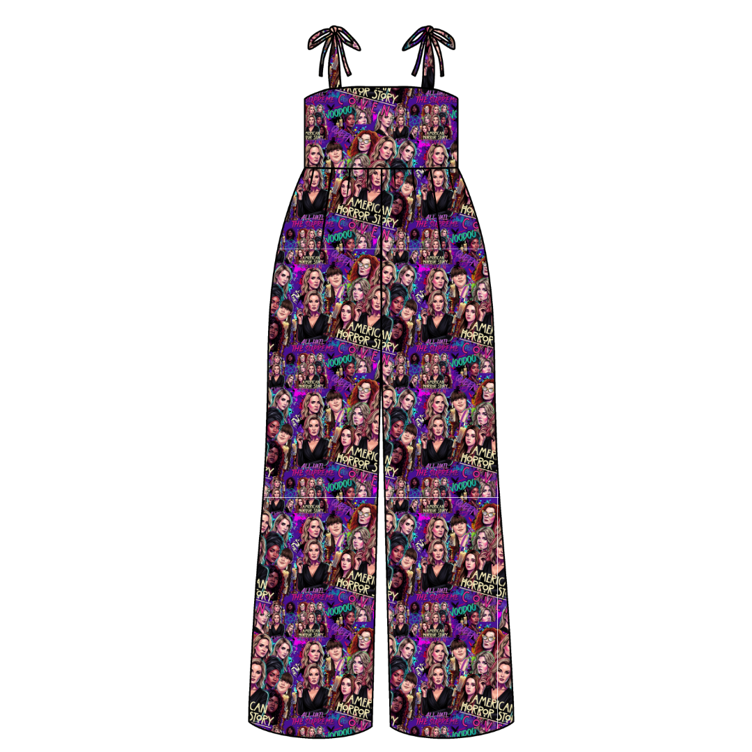 Spellbound Sisters Rene Adult Shoulder Tie Jumpsuit Bamboo - Pre Order