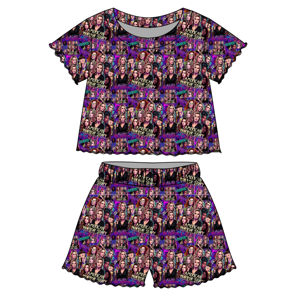 Spellbound Sisters - Orchid Ruffle Short Sleeve Short Set Bamboo - PRE ORDER