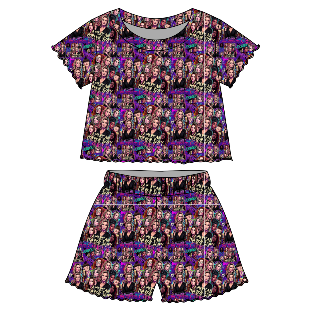 Spellbound Sisters - Orchid Ruffle Short Sleeve Short Set Bamboo - PRE ORDER
