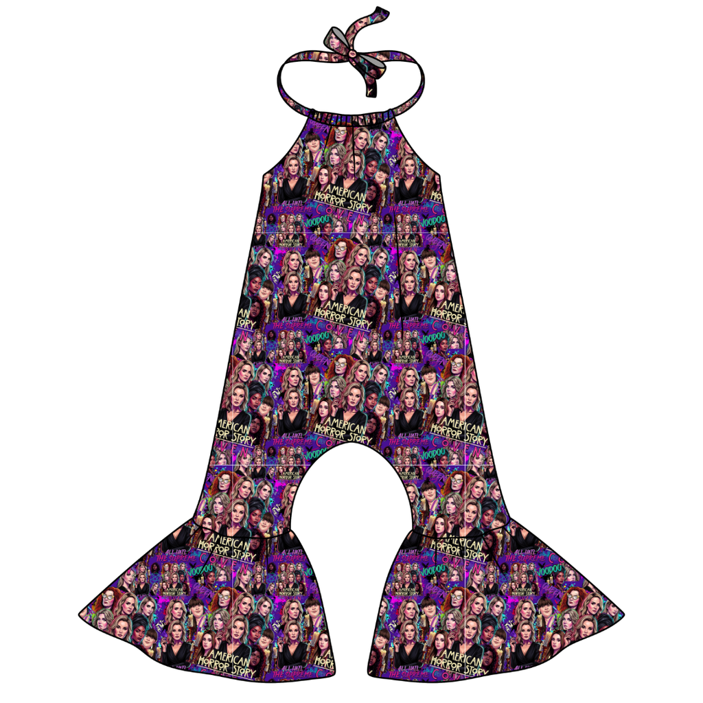 Spellbound Sisters - Stardust Bellbottom Halter Romper Knit - PRE ORDER