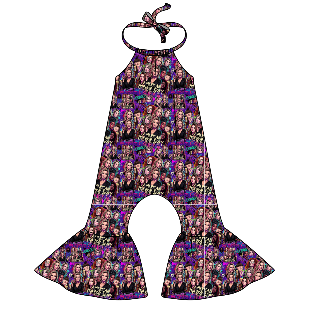 Spellbound Sisters - Stardust Bellbottom Halter Romper Knit - PRE ORDER
