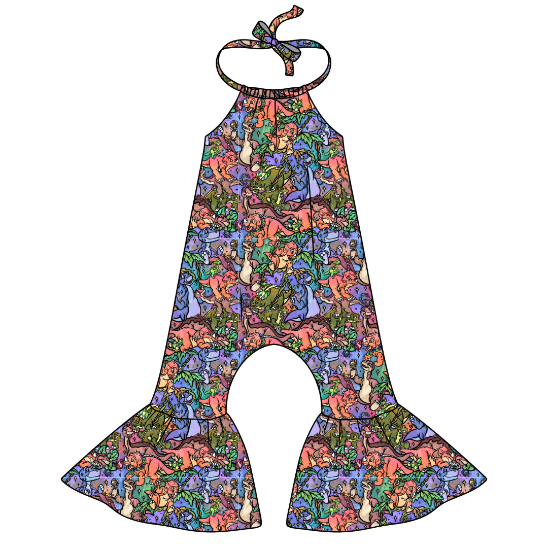 The Great Valley Stardust Bellbottom Halter Romper Knit - PRE ORDER