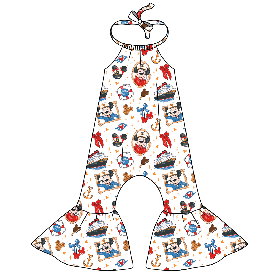 Crusin' Stardust Bellbottom Halter Romper Knit - PRE ORDER
