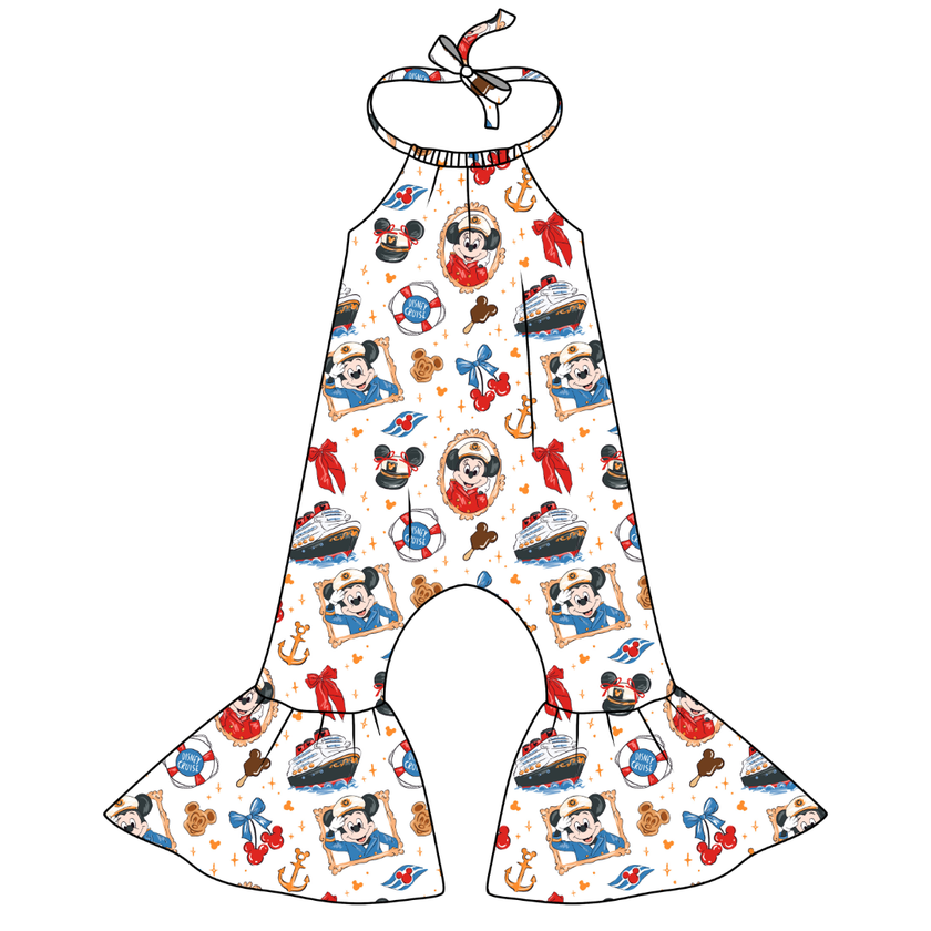 Crusin' Stardust Bellbottom Halter Romper Knit - PRE ORDER