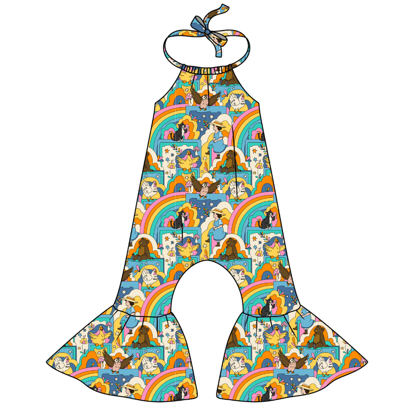 Painted Skys Stardust Bellbottom Halter Romper Knit - PRE ORDER