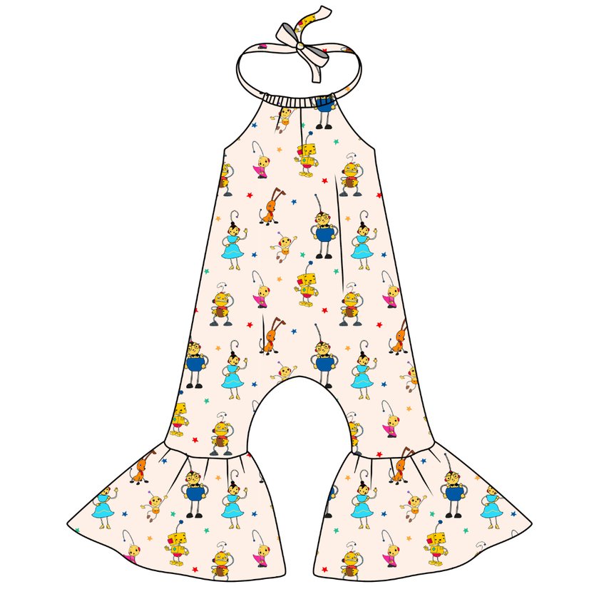 Playtime Pals Stardust Bellbottom Halter Romper Knit - PRE ORDER