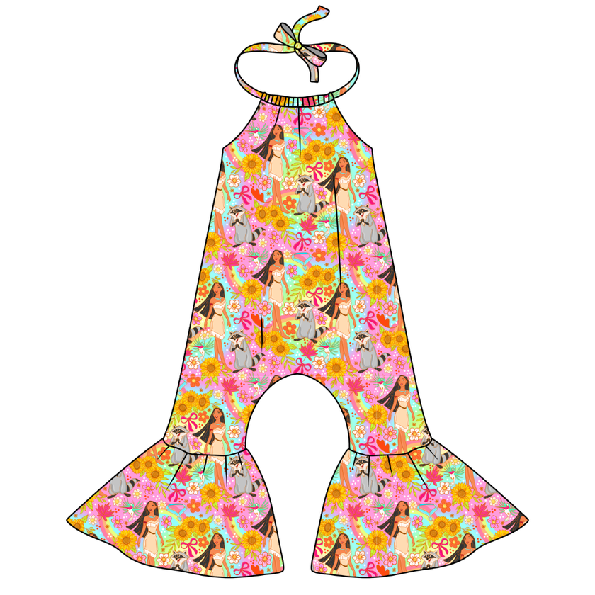 Wild & Free Stardust Bellbottom Halter Romper Knit - PRE ORDER