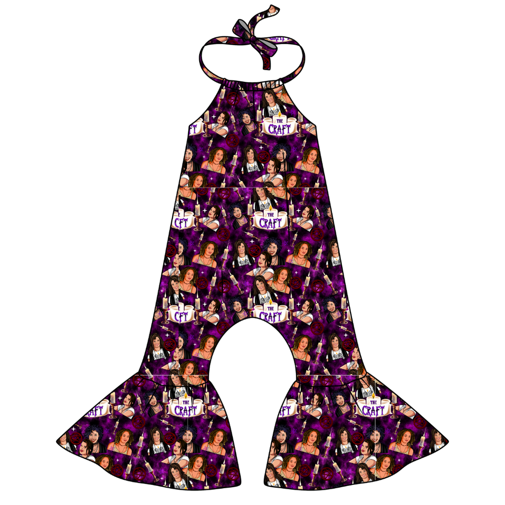 Bewitched Babes - Stardust Bellbottom Halter Romper Knit - PRE ORDER