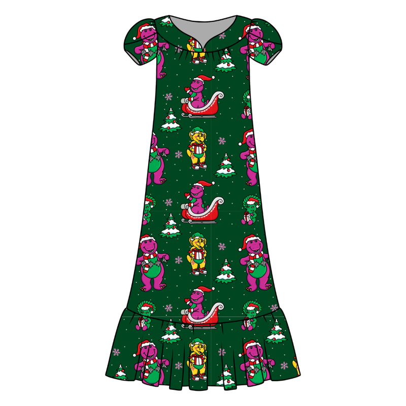 Dino Days of Christmas Blanche Women's Night Dress - Bamboo - Pre Order - Christmas Special