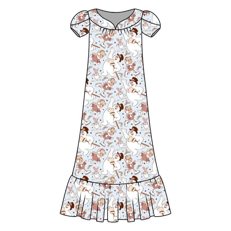 Jolly Snowman - Blue Blanche Women's Night Dress - Bamboo - Pre Order - Christmas Special