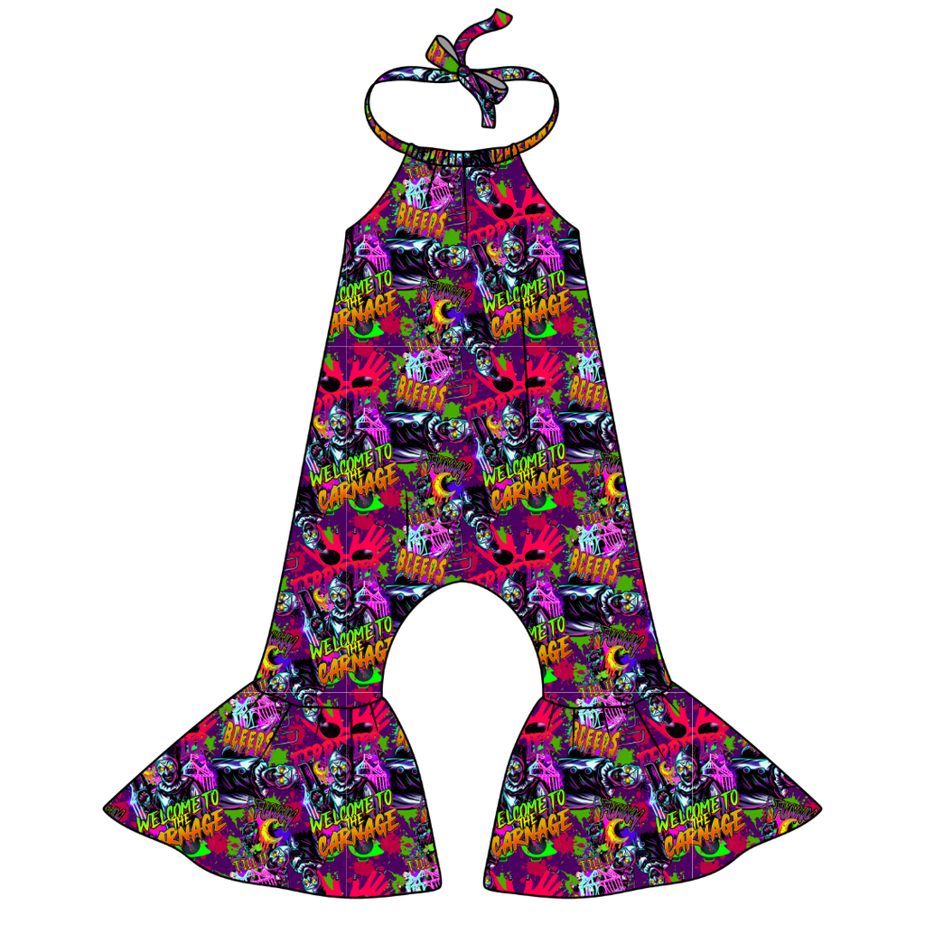 Chaos Carnival - Stardust Bellbottom Halter Romper Knit - PRE ORDER