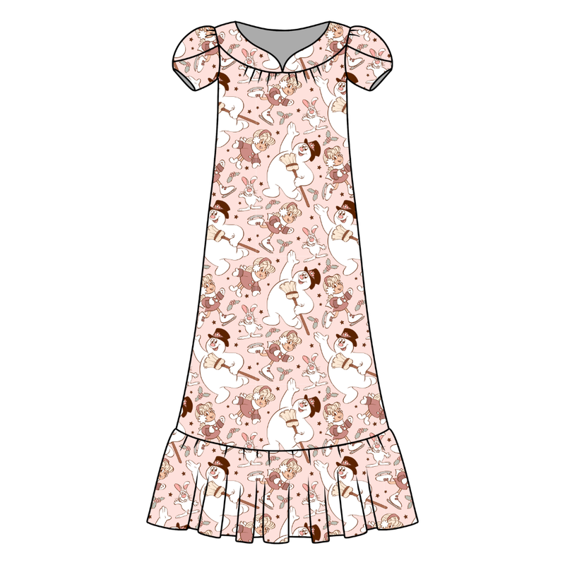 Jolly Snowman - Pink Blanche Women's Night Dress - Bamboo - Pre Order - Christmas Special