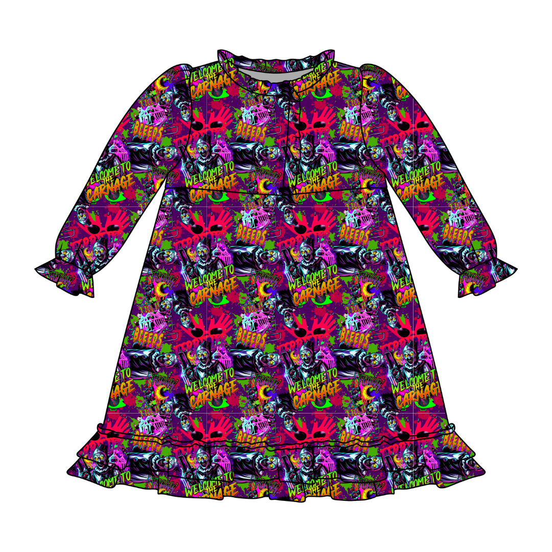 Chaos Carnival Emerald Bamboo Long Sleeve Lounge Dress - PRE ORDER