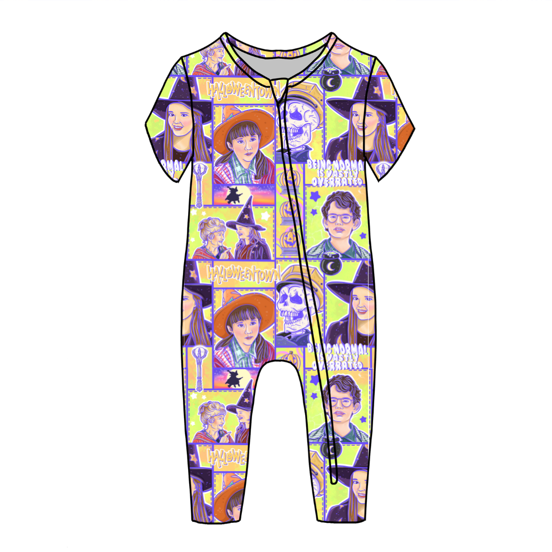 Town Of Halloween Dandelion Short Sleeve Sleeper Bamboo - PRE ORDER