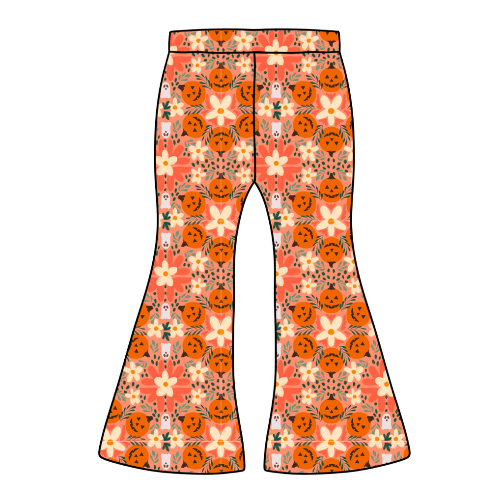 Boho Boo Patch Mod Adult Flare Bamboo Pants - Pre Order