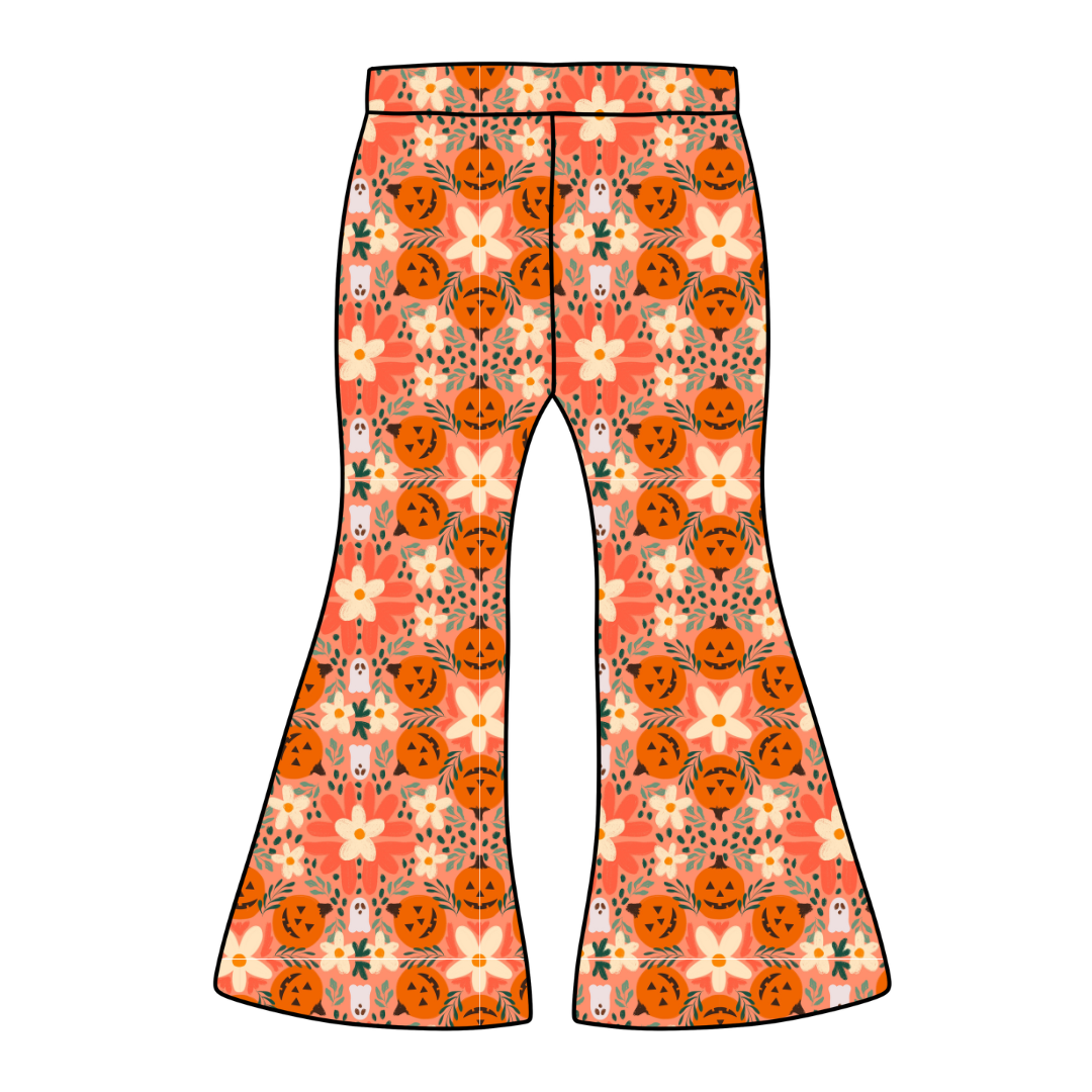 Boho Boo Patch Mod Adult Flare Bamboo Pants - Pre Order