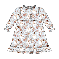 Jolly Snowman - Blue Emerald Long Sleeve Lounge Dress - Bamboo - Pre Order - Christmas Special