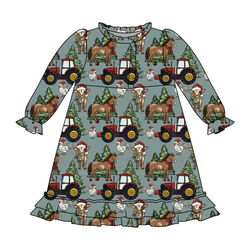 Farmhouse Christmas Emerald Long Sleeve Lounge Dress - Bamboo - Pre Order - Christmas Special