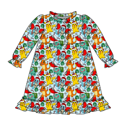 Gotta Catch Christmas Emerald Long Sleeve Lounge Dress - Bamboo - Pre Order - Christmas Special