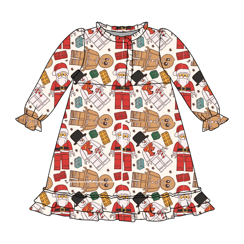 Building Christmas Memories Emerald Long Sleeve Lounge Dress - Knit - Pre Order - Christmas Special