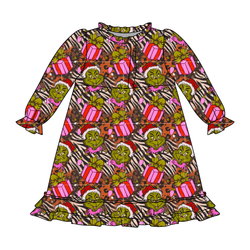 Pretty Mean Christmas Emerald Long Sleeve Lounge Dress - Bamboo - Pre Order - Christmas Special