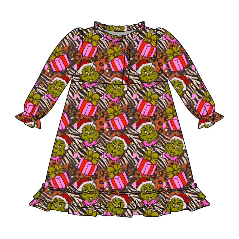Pretty Mean Christmas Emerald Long Sleeve Lounge Dress - Bamboo - Pre Order - Christmas Special