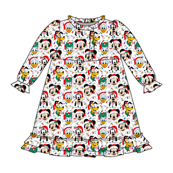 Jolly Holiday Crew Emerald Long Sleeve Lounge Dress - Bamboo - Pre Order - Christmas Special