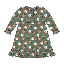 Sleigh Bell Dreams Emerald Long Sleeve Lounge Dress - Bamboo - Pre Order - Christmas Special