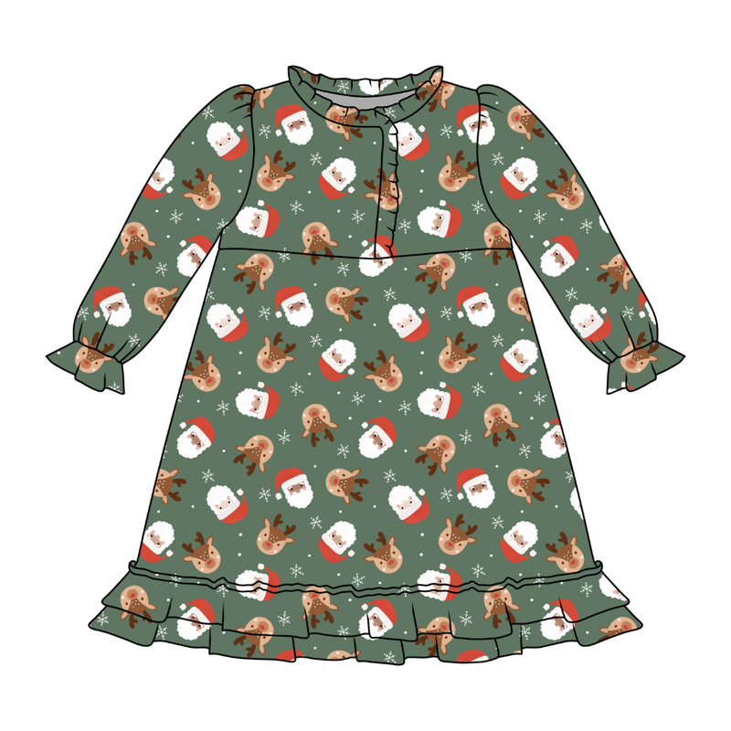 Sleigh Bell Dreams Emerald Long Sleeve Lounge Dress - Knit - Pre Order - Christmas Special