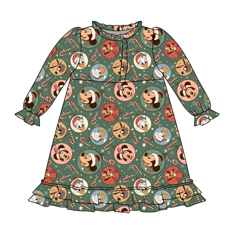 Main St Magic Emerald Long Sleeve Lounge Dress - Bamboo - Pre Order - Christmas Special