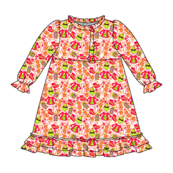 Baking Spirits Bright Emerald Long Sleeve Lounge Dress - Bamboo - Pre Order - Christmas Special