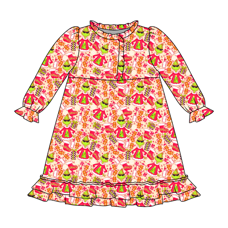 Baking Spirits Bright Emerald Long Sleeve Lounge Dress - Bamboo - Pre Order - Christmas Special