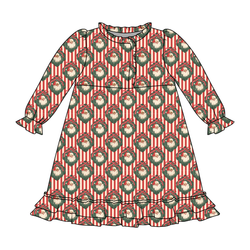 Candy Cane Lane Emerald Long Sleeve Lounge Dress - Bamboo - Pre Order - Christmas Special