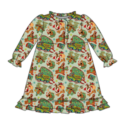 Christmas Mystery Emerald Long Sleeve Lounge Dress - Bamboo - Pre Order - Christmas Special