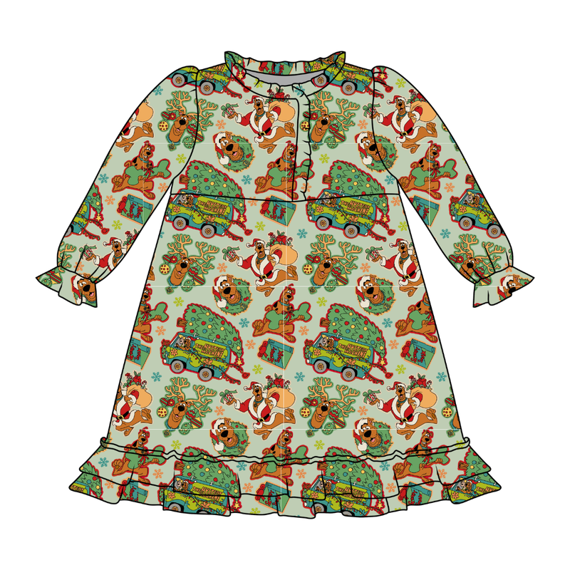 Christmas Mystery Emerald Long Sleeve Lounge Dress - Bamboo - Pre Order - Christmas Special