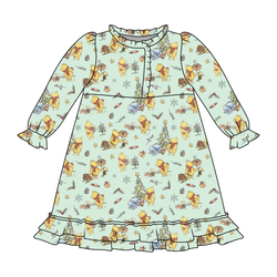 Woodland Christmas Wishes Emerald Long Sleeve Lounge Dress - Bamboo - Pre Order - Christmas Special