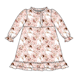 Jolly Snowman - Pink Emerald Long Sleeve Lounge Dress - Bamboo - Pre Order - Christmas Special