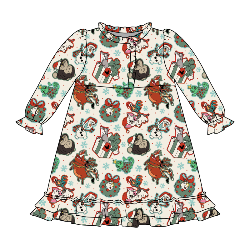 Christmas Sidekicks Emerald Long Sleeve Lounge Dress - Bamboo - Pre Order - Christmas Special