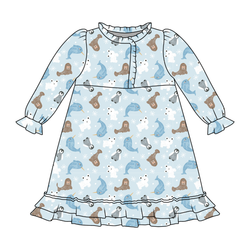 Snowy Sidekicks Emerald Long Sleeve Lounge Dress - Bamboo - Pre Order - Christmas Special
